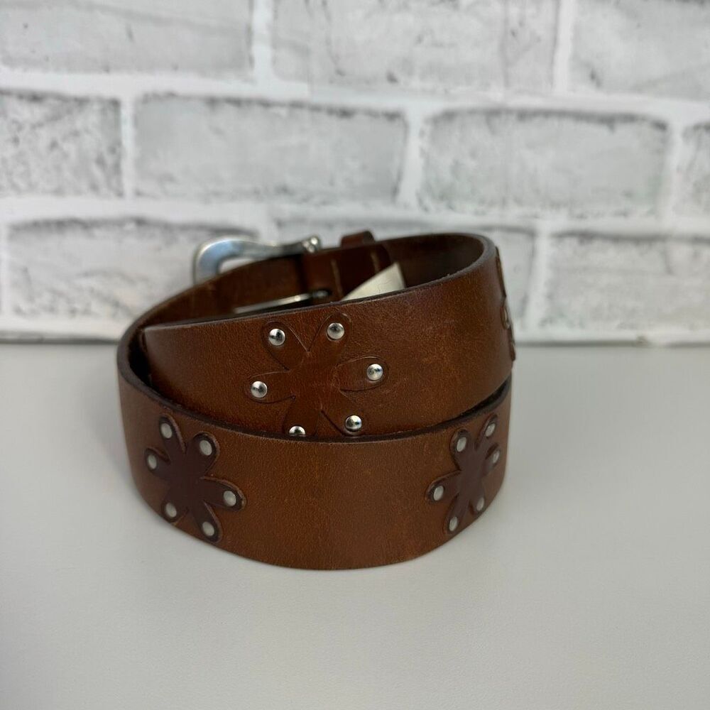 GAP Floral Patch Italian Leather Belt Size 34